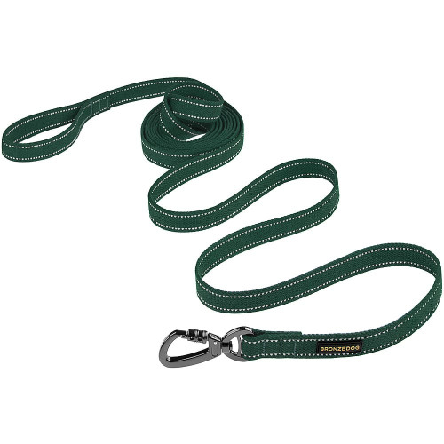 Повідець BronzeDog Cotton для собак, брезент з карабіном на замку, зелений, 500×2 см