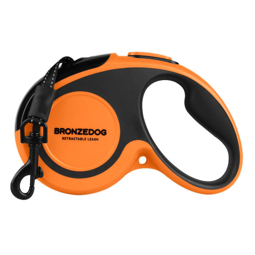 Поводок-рулетка BronzeDog Premium з рефлекторною стрічкою, до 20 кг, оранжевий, 5 м