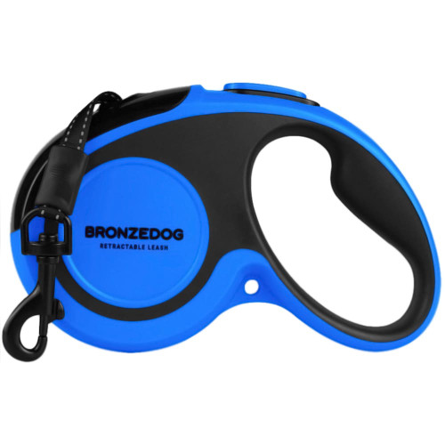 Поводок-рулетка BronzeDog Premium з рефлекторною стрічкою, до 50 кг, синій, 5 м