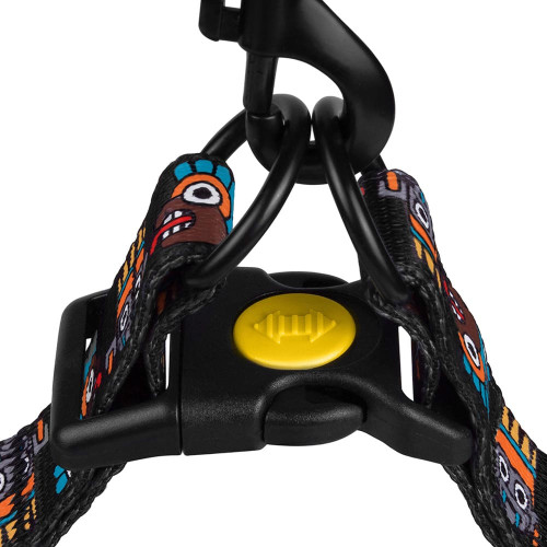 Шлея BronzeDog Tribal для собак, нейлон, принт маска, чорний, 57-73 см
