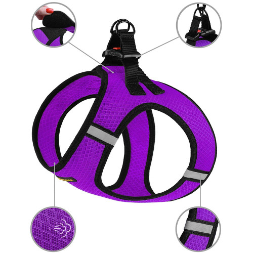 Шлея BronzeDog Mesh Vest для собак, сітчастий нейлон, фіолетовий, 20-24 см