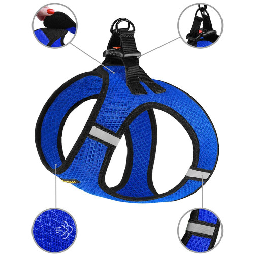 Шлея BronzeDog Mesh Vest для собак, сітчастий нейлон, синій, 29-34 см
