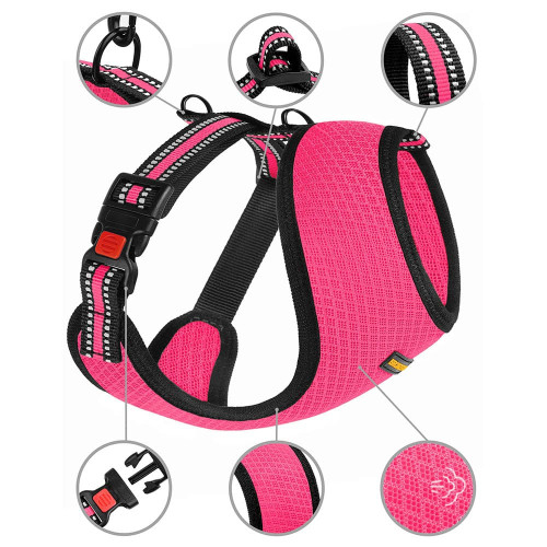 Шлея BronzeDog Mesh для собак дрібних порід, сітчастий нейлон, рожевий, 28-33 см