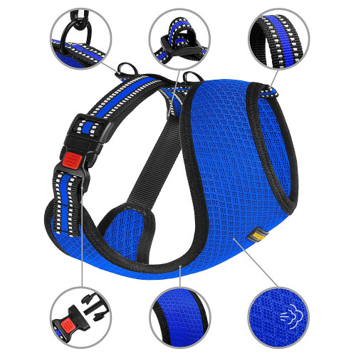 Шлея BronzeDog Mesh для собак дрібних порід, сітчастий нейлон, синій, 28-33 см