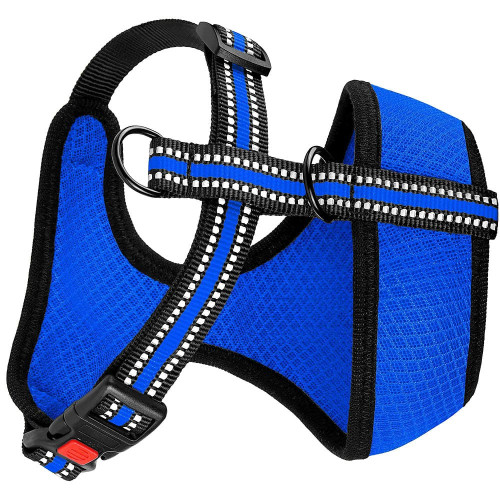 Шлея BronzeDog Mesh для собак дрібних порід, сітчастий нейлон, синій, 28-33 см