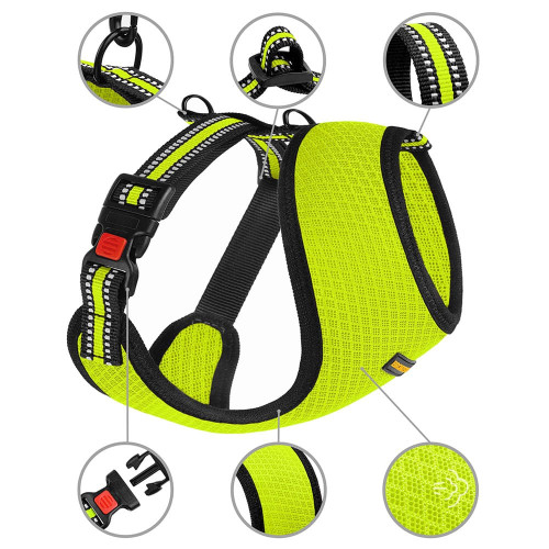 Шлея BronzeDog Mesh для собак дрібних порід, сітчастий нейлон, лимонний, 40-46 см