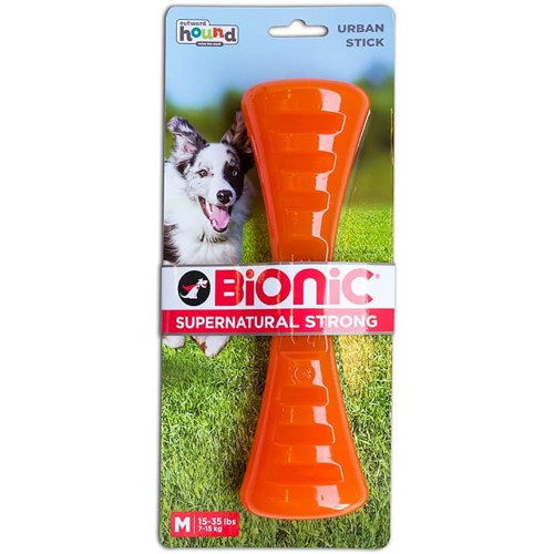 Іграшка Bionic Opaque Stick гантель середня, для собак 7-16 кг, помаранчева, 22×6.1×4.8 см