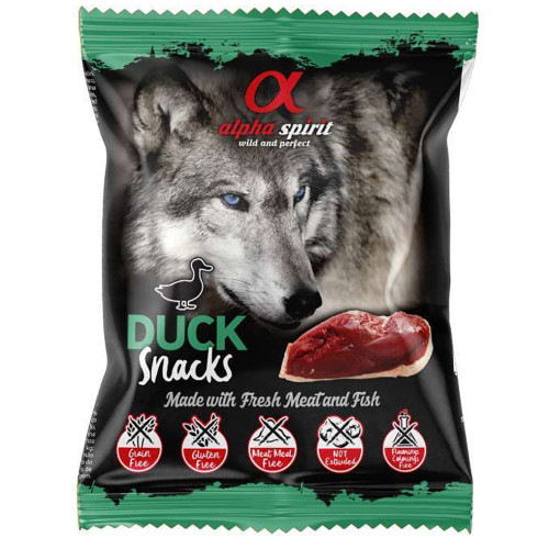 Напіввологі ласощі для собак Alpha Spirit DOG Snacks Duck, кубики з качкою, 50 г