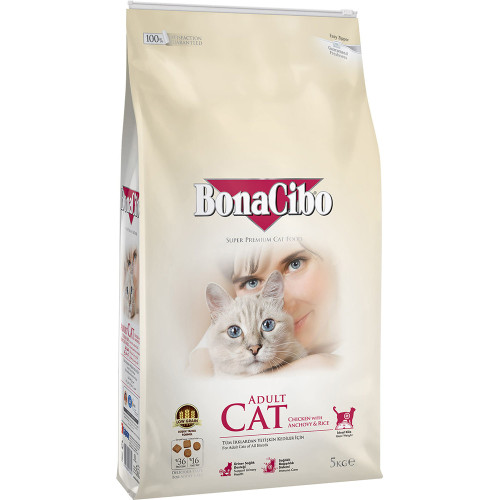 Сухий корм BonaCibo Adult Cat Chicken&Rice для дорослих котів всіх порід, курка/анчоуси/рис, 5 кг
