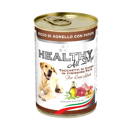 Консерва Healthy All Days, паштет зі шматочками, ягнятина з картоплею, для собак, 400 г