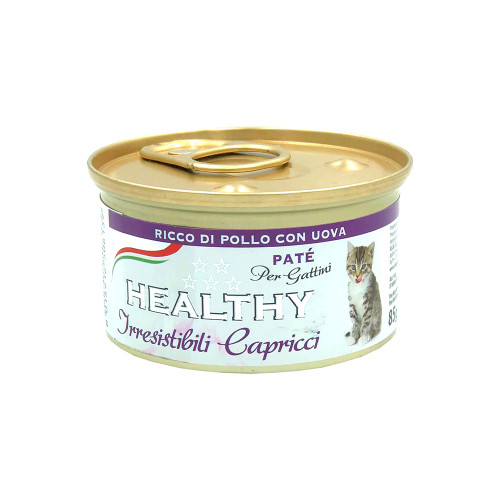 Консерва Healthy Irresistibili Capricci для вбагливих кошенят, паштет з курятиною та яйцями, 85 г