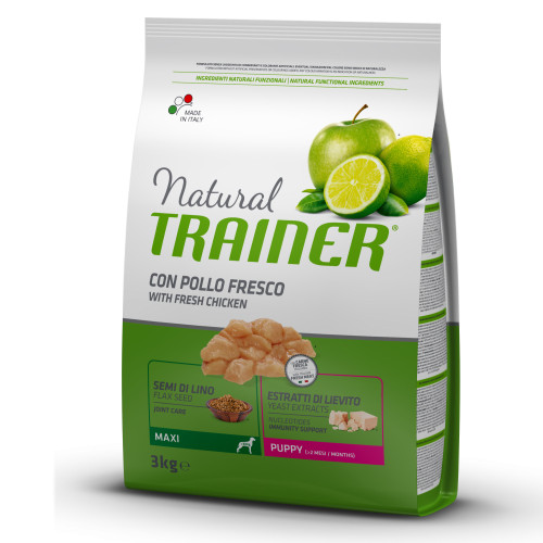 Корм Trainer Natural Super Premium Puppy Maxi для цуценят великих порід, до 8 місяців, для росту кісток, 3 кг