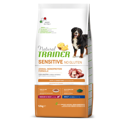 Корм Natural Trainer Dog Sensitive для дорослих собак середніх і великих порід, з качкою, 12 кг