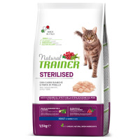 Корм Trainer Natural Super Premium для дорослих стерилізованих котів від 1 року, з білим м'ясом, 1.5 кг