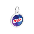 Адресник WAUDOG Smart ID c QR паспортом для собак і котів, металевий, малюнок "NASA21", коло, 25 мм