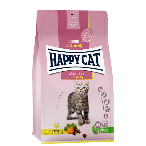 Сухий корм Happy Cat Junior Land Geflügel для молодих котів з 4 місяців до 1 року, зі смаком птиці, 1.3 кг