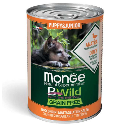 Консерви Monge Dog Wet Be Wild Puppy & Junior для цуценят, качка, гарбуз та цукіні, 400 г