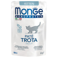 Вологий корм Monge Cat Monoprotein Kitten для кошенят, паштет, з фореллю, 85 г Вологий корм Monge Cat Monoprotein Kitten для кошенят, паштет, з фореллю, 85 г