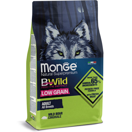 Сухий низькозерновий корм Monge Dog Be Wild Low Grain для собак, з м'ясом дикого кабана, 2.5 кг
