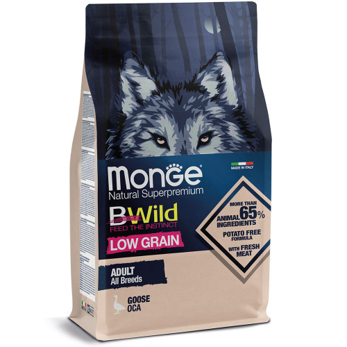 Сухий низькозерновий корм Monge Dog Be Wild Low Grain для собак, з м'ясом гусака, 2.5 кг