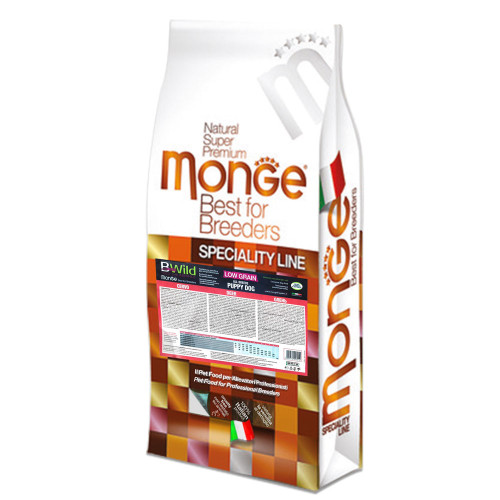 Сухий низькозерновий корм Monge Dog Be Wild Low Grain для цуценят, з олениною, 17.5 кг