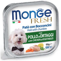 Консерви Monge Dog Fresh для собак, паштет, зі свіжою куркою та овочами, 100 г Консерви Monge Dog Fresh для собак, паштет, зі свіжою куркою та овочами, 100 г