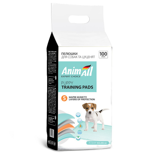 Пелюшки AnimAll Puppy Training Pads для собак та цуценят, 60×45 см, 100 штук
