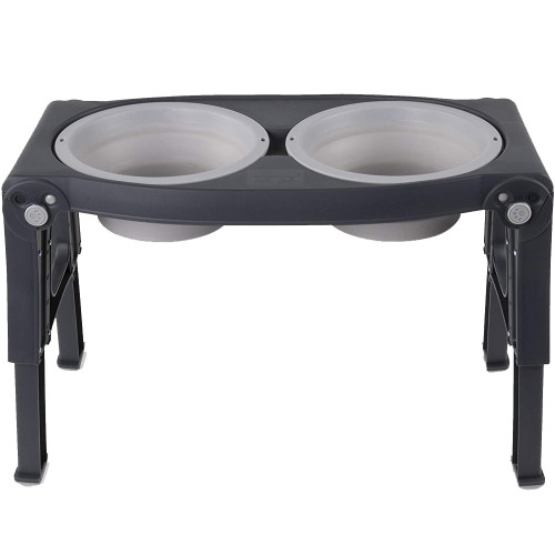 Миска Dexas Adjustable Height Pet Feeder подвійна, з регульованими ніжками, світло-сіра, 960 мл