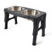 Миска Dexas Double Pet Feeder подвійна, з регульованими ніжками, нержавіюча сталь, сіра, 960 мл