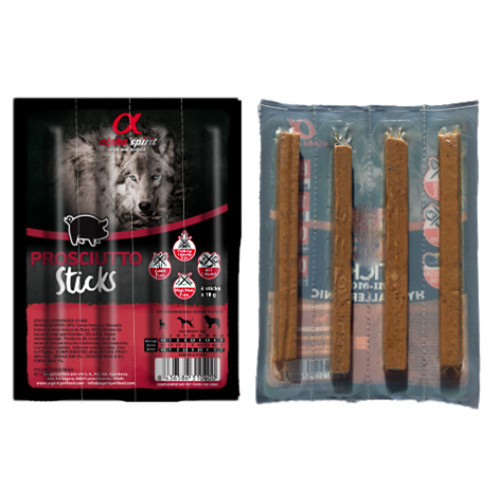 Напіввологі ласощі для собак Alpha Spirit DOG Sticks Prosciutto, палички з прошутто, 4 шт, 40 г