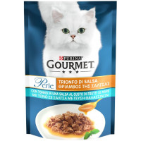 Вологий корм Purina Gourmet Perle Duo для котів, міні філе у соусі з тунцем, 85 г Вологий корм Purina Gourmet Perle Duo для котів, міні філе у соусі з тунцем, 85 г