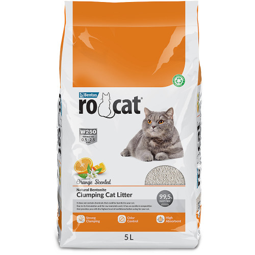 Бентонітовий наповнювач RoCat Orange Scented для котячого туалету, з ароматом апельсина, 5 л (4.3 кг)