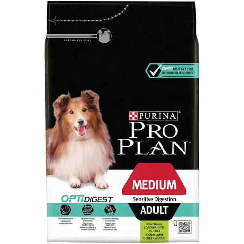 Сухий корм Purina Pro Plan Medium Sensitive для собак середніх порід з чутливим травленням, ягня, 3 кг