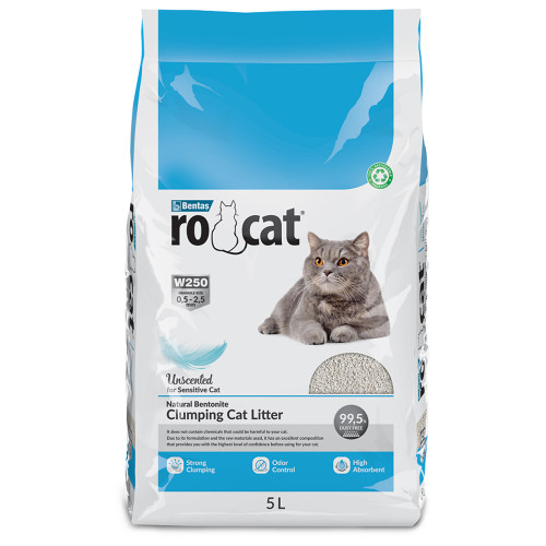 Бентонітовий наповнювач RoCat Unscented для котячого туалету, без аромату, 5 л (4.3 кг)