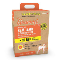 Напіввологий корм Natyka Gourmet Adult Lamb&Salmon для дорослих собак, рецепт з ягням і лососем, 9 кг Напіввологий корм Natyka Gourmet Adult Lamb&Salmon для дорослих собак, рецепт з ягням і лососем, 9 кг