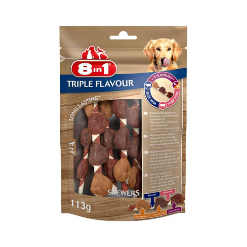 Ласощі для собак 8in1 Triple Flavour шашлички, 6 шт, 113 г