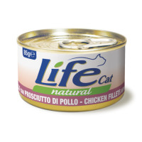 Консерва LifeCat Chicken Fillets With Ham для котів від 6 місяців, з курячим філе та шинкою, 85 г Консерва LifeCat Chicken Fillets With Ham для котів від 6 місяців, з курячим філе та шинкою, 85 г