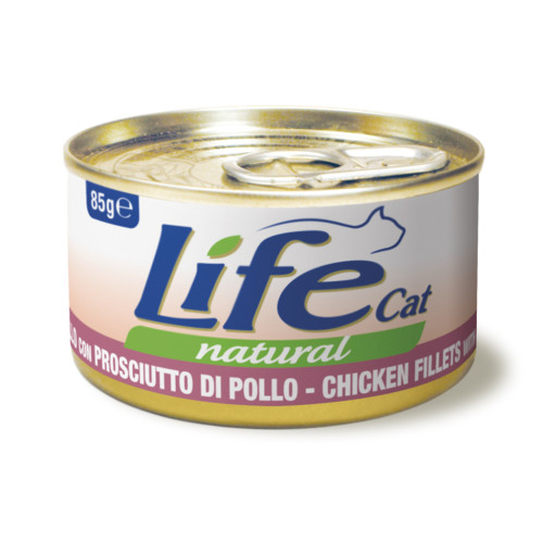 Консерва LifeCat Chicken Fillets With Ham для котів від 6 місяців, з курячим філе та шинкою, 85 г