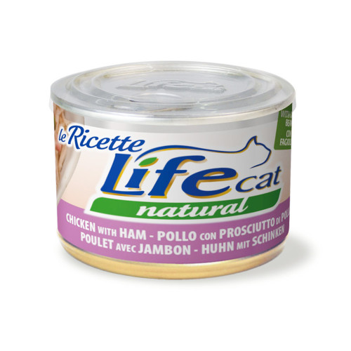Консерва LifeCat Chicken With Ham для котів від 6 місяців, курятина з шинкою та стручковою квасолею, 150 г