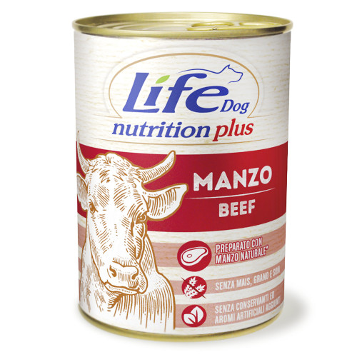 Консерва LifeDog Nutrition Plus Beef Chunks для собак від 6 місяців, із шматочками яловичини, 400 г