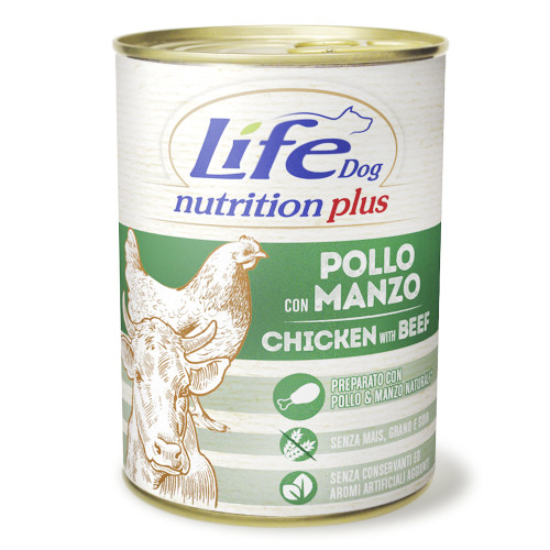 Консерва LifeDog Nutrition Plus Chicken With Beef для собак від 6 місяців, з курятиною та яловичиною, 400 г