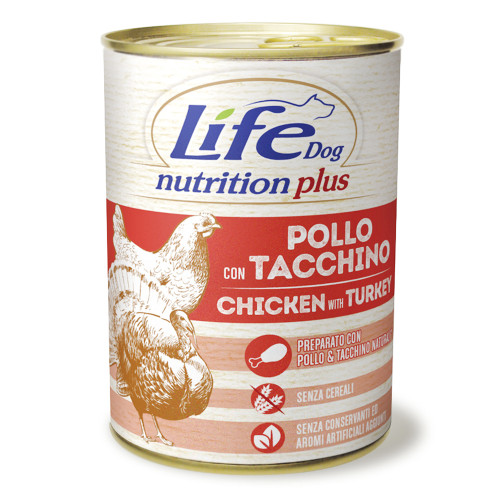 Консерва LifeDog Nutrition Plus Chicken With Turkey для собак від 6 місяців, з курятиною та індичкою, 400 г