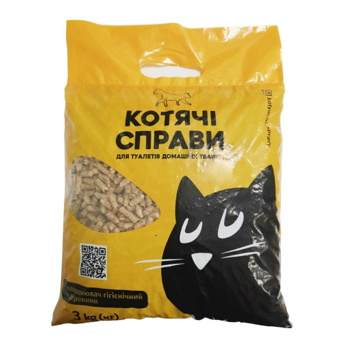 Деревний наповнювач Котячі справи, для котячих туалетів, 3 кг