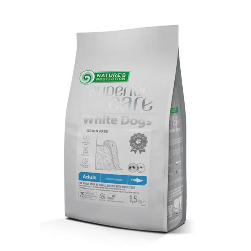 Сухий корм Natures Protection Superior Care White Dogs Adult Small&Mini Breeds для собак, з оселедцем, 1.5 кг