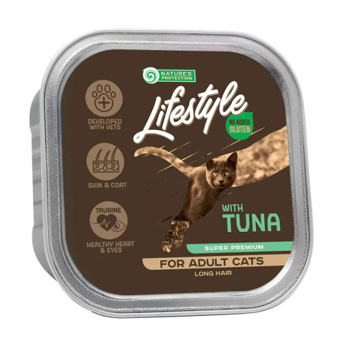 Консерви Natures Protection Lifestyle Long Hair Tuna для котів з довгою шерстю, з тунцем, 85 г
