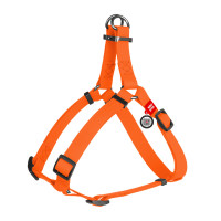 Шлея Waudog Waterproof c QR-паспортом для собак, водостійка, металева пряжка, M, 20 мм/50-80 см, помаранчевий