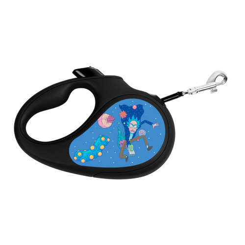 Повідець-рулетка Waudog R-leash для собак, малюнок "Рік і Морті 3", L, до 50 кг, 5 м, стрічка, чорний