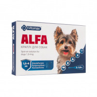 Краплі Vitomax ALFA протипаразитарні, для собак вагою від 1.4 до 4 кг, 0.8 мл, 3 піпетки Краплі Vitomax ALFA протипаразитарні, для собак вагою від 1.4 до 4 кг, 0.8 мл, 3 піпетки