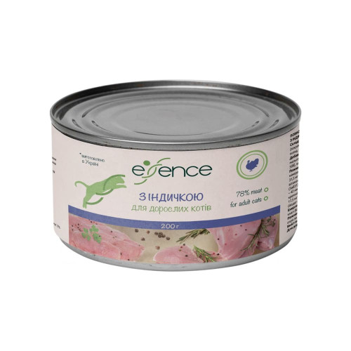 Вологий корм Essence  для дорослих котів, з індичкою, 200 г