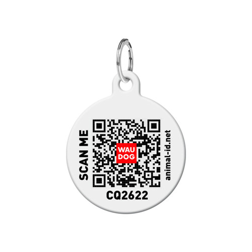 Адресник персоналізований Waudog Smart ID c QR для собак і котів, метал, рисунок "NASA", круг, M, 30 мм